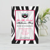 Zebra Print and Pink Girl Spider Halloween Party Kaart (Staand voorkant)