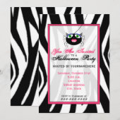 Zebra Print and Pink Girl Spider Halloween Party Kaart (Voorkant / Achterkant)