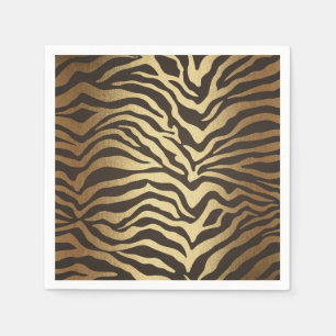 Zebra Print Animal Skin Elegant modern Glam Gold Servetten