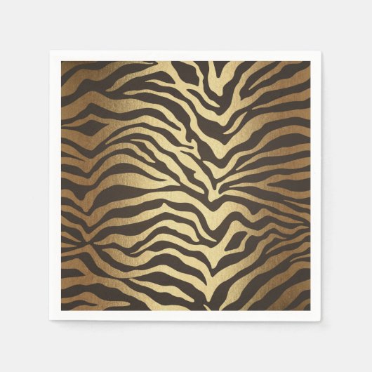 Zebra Print Animal Skin Elegant modern Glam Gold Servetten (Voorkant)