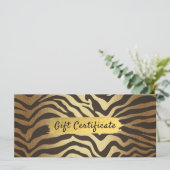 Zebra Print Animal Skin Gold Foil Gift Certificate (Staand voorkant)