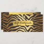 Zebra Print Animal Skin Gold Foil Gift Certificate (Voorkant / Achterkant)