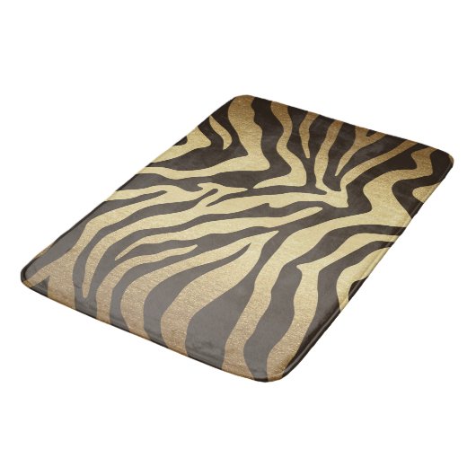 Zebra Print Animal Skin Modern Glam Gold Badmat (Gekanteld)