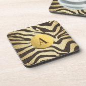 Zebra Print Animal Skin Modern Glam Gold Drankjes Onderzetter (Linkerzijde)