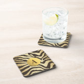 Zebra Print Animal Skin Modern Glam Gold Drankjes Onderzetter (Rechterzijde)