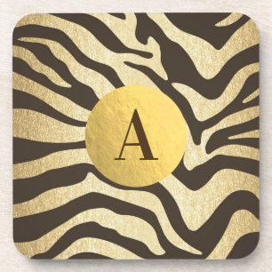 Zebra Print Animal Skin Modern Glam Gold Drankjes Onderzetter