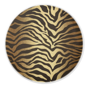 Zebra Print Animal Skin Print Modern Glam Gold Keramische Knop