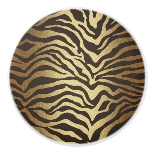 Zebra Print Animal Skin Print Modern Glam Gold Keramische Knop (Voorkant)
