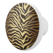 Zebra Print Animal Skin Print Modern Glam Gold Keramische Knop (Rechts)