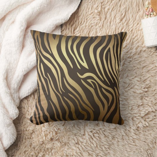 Zebra Print Animal Skin Print Modern Glam Gold Kussen (Deken)