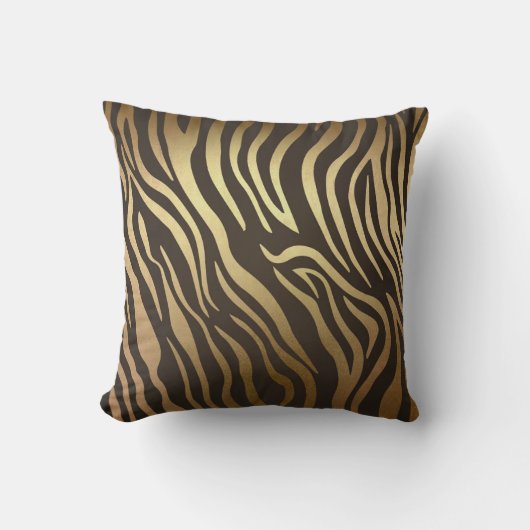 Zebra Print Animal Skin Print Modern Glam Gold Kussen (Voorkant)