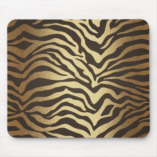Zebra Print Animal Skin Print Modern Glam Gold Muismat (Voorkant)