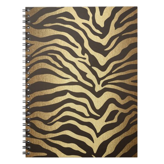 Zebra Print Animal Skin Print Modern Glam Gold Notitieboek (Voorkant)