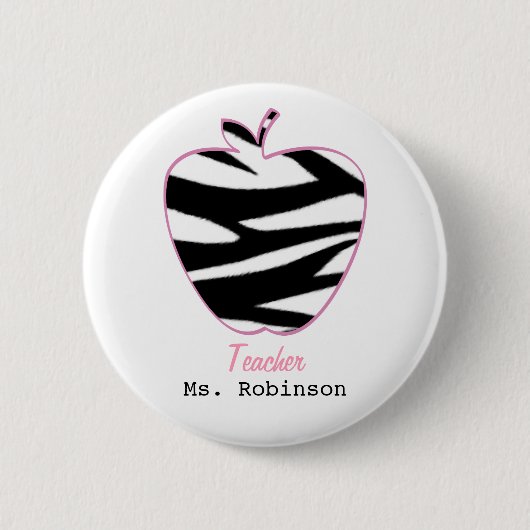 Zebra Print Apple leraar Ronde Button 5,7 Cm (Voorkant)