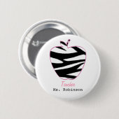 Zebra Print Apple leraar Ronde Button 5,7 Cm (Voorkant /achterkant)