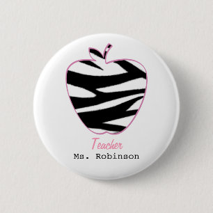 Zebra Print Apple leraar Ronde Button 5,7 Cm