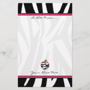 Zebra Print Apple Mode Teacher Stationery Briefpapier