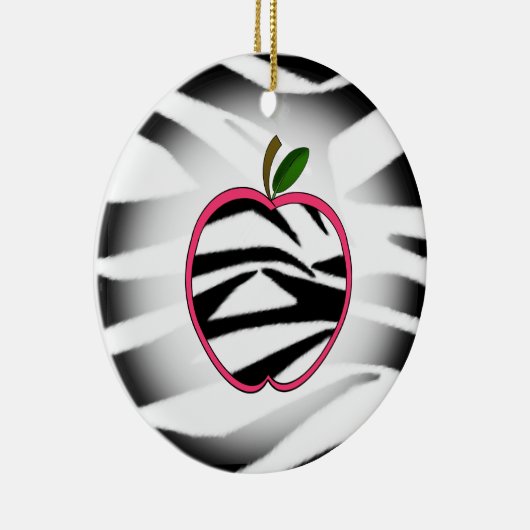 Zebra Print Apple Teacher Ornament (Rechts)
