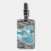 Zebra Print aqua Blue Pattern abstract Camo Bagagelabel (Voorkant verticaal)