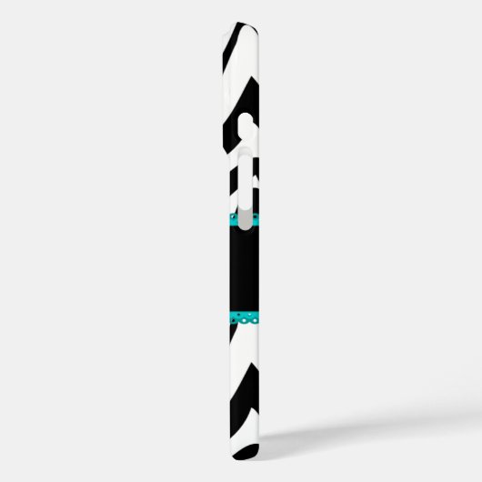 Zebra Print Aqua Lace Monogram Case-Mate iPhone Case (Achterkant / Links)