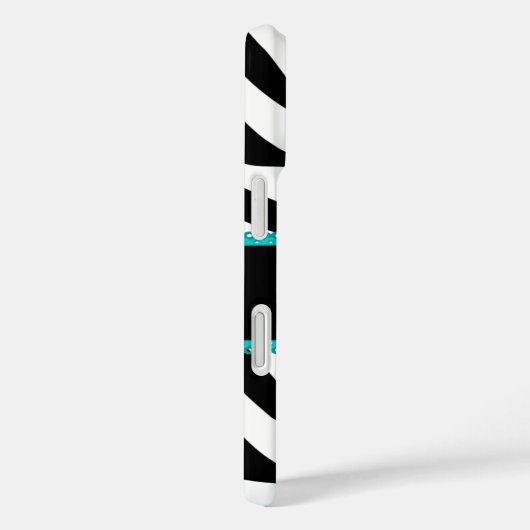 Zebra Print Aqua Lace Monogram Case-Mate iPhone Case (Achterkant / Rechts)