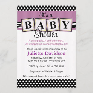 Zebra Print Baby Bloeblokken Baby shower Uitnodigi Kaart