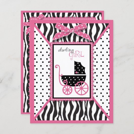 Zebra Print & Baby Carriage Advice Kaart (Voorkant / Achterkant)