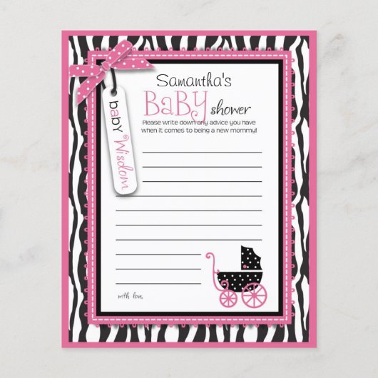 Zebra Print & Baby Carriage Advice Kaart (Achterkant)