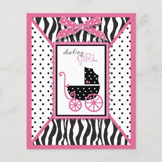 Zebra Print & Baby Carriage Advice Kaart (Voorkant)