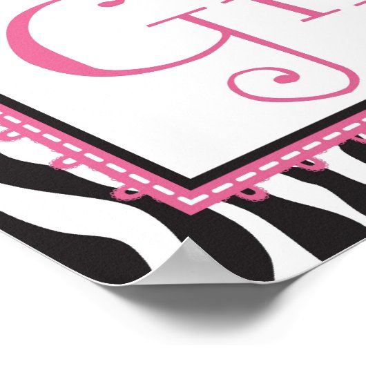 Zebra Print & Baby Carriage Baby shower Banner (Hoek)