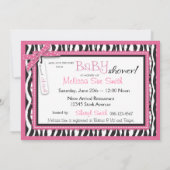 Zebra Print & Baby Carriage Baby shower Invitation Kaart (Achterkant)