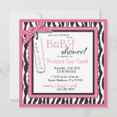 Zebra Print & Baby Carriage Baby shower Invitation Kaart (Achterkant)
