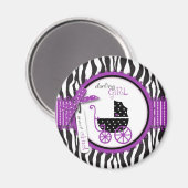 Zebra Print & Baby Carriage Baby shower Magneet (Voorkant / Achterkant)