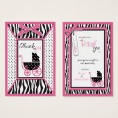 Zebra Print & Baby Carriage Bedankt Cadeau Label Visitekaartjes (Voorkant /achterkant)