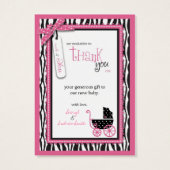 Zebra Print & Baby Carriage Bedankt Cadeau Label Visitekaartjes (Achterkant)