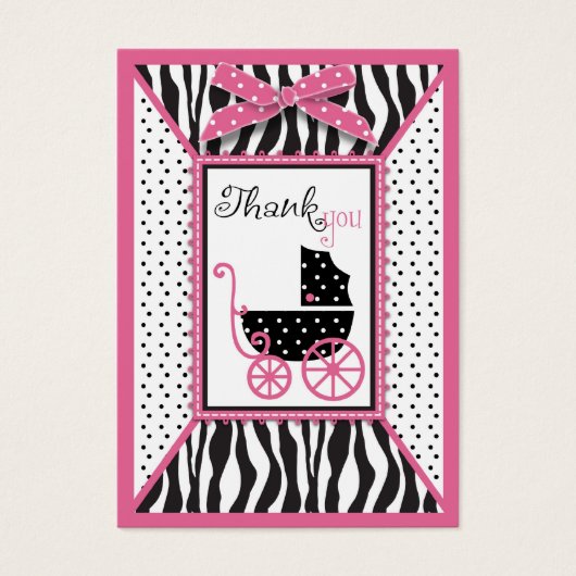 Zebra Print & Baby Carriage Bedankt Cadeau Label Visitekaartjes (Voorkant)