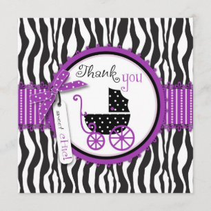 Zebra Print & Baby Carriage Dank je Bedankkaart