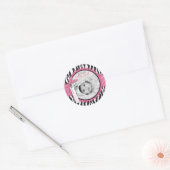 Zebra Print & Baby Carriage Foto Invoegen Ronde Sticker (Envelop)