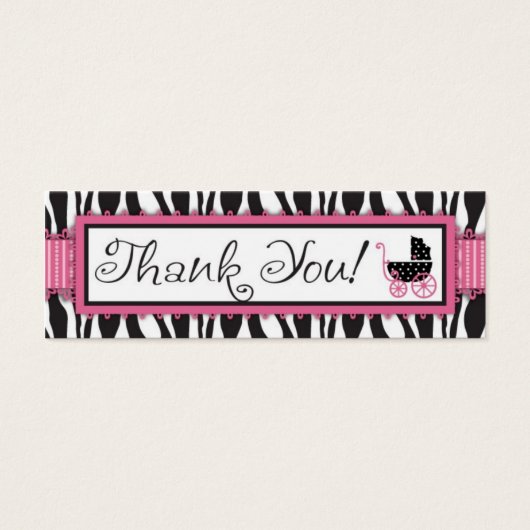 Zebra Print & Baby Carriage Gift Label Mini Visitekaartjes (Voorkant)