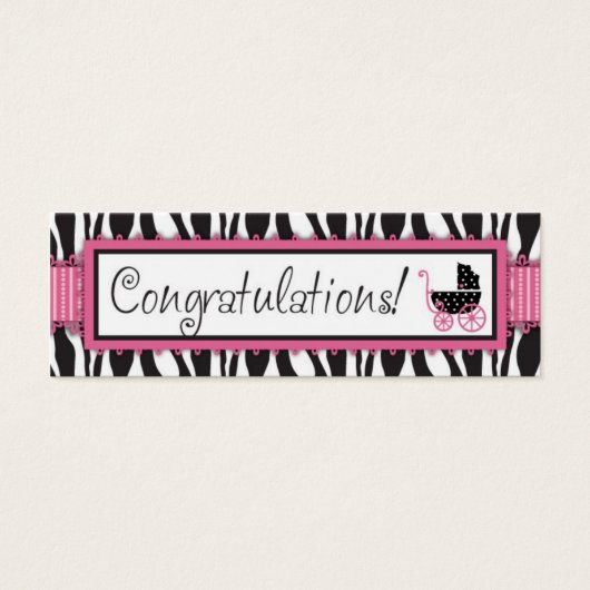 Zebra Print & Baby Carriage Gift Label Mini Visitekaartjes (Voorkant)