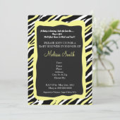Zebra Print Baby shower Invitation - Geel Kaart (Staand voorkant)