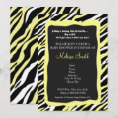 Zebra Print Baby shower Invitation - Geel Kaart (Voorkant / Achterkant)
