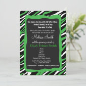 Zebra Print Baby shower Invitation - Green Kaart (Staand voorkant)