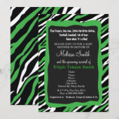 Zebra Print Baby shower Invitation - Green Kaart (Voorkant / Achterkant)