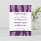 Zebra Print Baby shower - Paars Kaart (Staand voorkant)