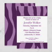 Zebra Print Baby shower - Paars Kaart (Voorkant / Achterkant)