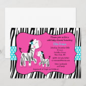 Zebra Print Baby Shower-uitnodigingen Kaart (Voorkant / Achterkant)