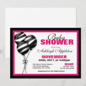Zebra print ballon Fuchsia Baby shower uitnodiging (Voorkant / Achterkant)