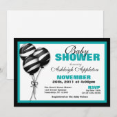 Zebra Print Balloons Blauwgroen babyschoeisel Kaart (Voorkant / Achterkant)