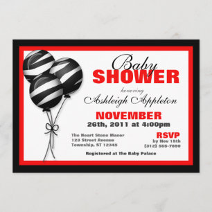 Zebra Print Balloons Red Baby Shower Invitaties Kaart